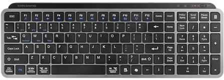 Mars Gaming MK-SILENKEYS, Engelska US, Trådlöst Full-Format Kompakt Tangentbord, Låg Profil, Tysta Saxbrytare, Copilot AI-tangent, Bluetooth 5.1 Dual 2.4GPRO, Batteri 200h, PC, Mac, Svart