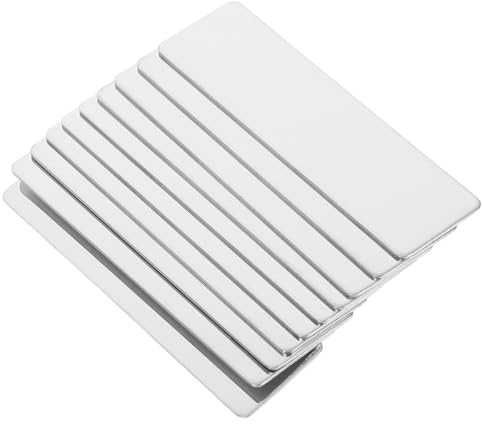 POPETPOP Lot de 10 Plaques Nominatives Vierges en Acier Inoxydable Miroir Argenté Badges à Graver Épingle Étiquettes Métalliques pour Bureau Fabrication de Plaques D’Identification