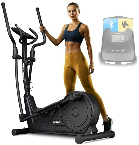 TREX SPORT Crosstrainer für zuhause TX-650CT KRAD | 16-stufiger Widerstand, 10 kg Schwungmasse | Smartphone-Halterung, LCD-Display, Bluetooth, Pulssensoren | Ellipsentrainer bis 130 kg