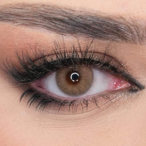 Venus® Braune Kontaktlinsen Ohne Stärke, 1 Paar, 14.2 mm, Honey Moon | 0.00 Dioptrien, Weiche Jahreslinsen, Kontaktlinsen Farbig für Damen & Brillenträger
