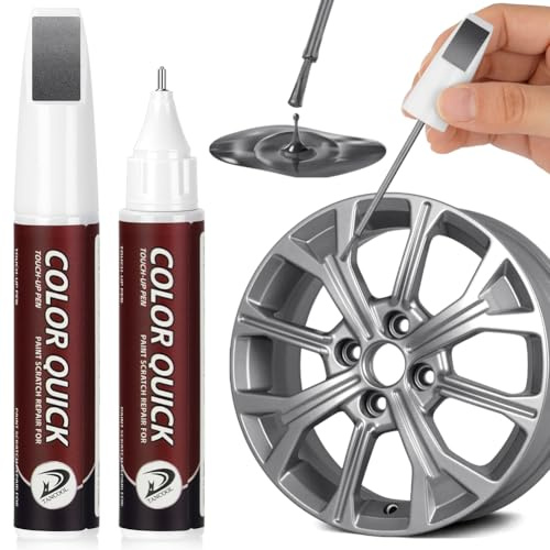 flintronic Vernice Per Ritocchi Cerchioni, 1pz*12ml*Grigio Chiaro | Kit riparazione graffi cerchioni auto 2 in 1, anti ruggine, per auto, camion, moto, bici, motoscafi