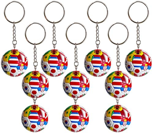 Lot de 5/10 porte-clés Coupe du monde de football 2026 avec drapeaux nationaux, porte-clés de football et cadeaux et accessoires, articles de sport 2026, pendentif pour sac à dos