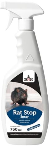 Generico SKUDO Rat Stop Spray 750ml — Repellente Naturale per Topi e Ratti | Barriera Olfattiva Anti Roditori | Uso Interno ed Esterno | Senza Gas | Pronto all'Uso