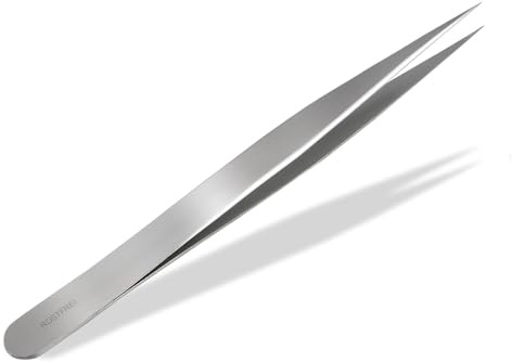 Zeckenzange Spitz Gerade Pinzette Edelstahl Rostfrei Zeckenpinzette 12 cm | Zum Entfernen von Fremdkörpern und Zecken bei Tieren