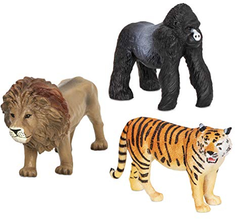 TERRA by Battat - Dschungeltiere - Löwe, Tiger, Gorilla - Tierisches Spielzeug für Kinder - Dschungel-Tierfiguren - Realistisches Tierspielset - Löwe, Tiger, Gorilla - 3 Jahre +