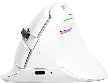 DELUX Wireless Ergonomic Mouse, Small Hand Vertical Mouse, Silent Click, 4000 DPI, 6 Buttons, Rechargeable, 2.4G/BT 5.2 Dual-mode for Carpal Tunnel, for Laptop/PC/Mac (M618MINI-White)