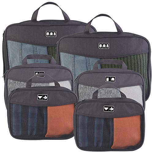 Semptec Urban Survival Technology Kleiderbeutel Reise: 6-teiliges Kompressions-Kleidertaschen-Set füs Reisegepäck, 2 Größen (Kleiderbeutel für Koffer, Koffer-Taschen, Schuhe)