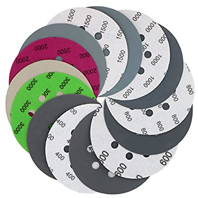 70 Pieces Wet Dry Sanding Discs, VIBRATITE 5 Inch 8 Holes Hook and Loop Sandpaper 400/600/800/1000/1500/2000/3000 Assortment Grits for Orbital Sander Automotive Wood Metal Plastic Sanding Polishing