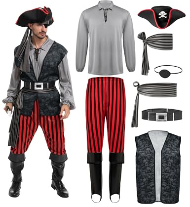 Spooktacular Creations Adult Men Pirate Costume for Halloween, Costume Party, Trick or Treating, Cosplay Party