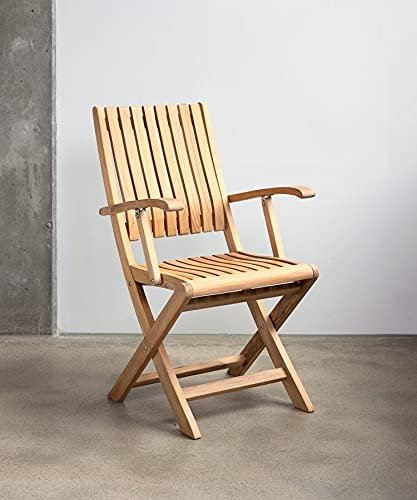 BioMaderas® Hopfällbar stol trädgårdsstol N°4 Teak massivt trä FSC 100 % med armstöd