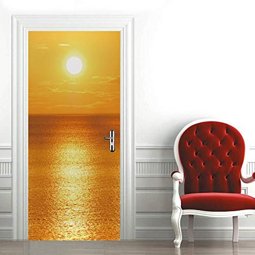 3d Türtapete Selbstklebend 77x200cm DIY Wandbild PVC Wasserdicht Pvc Türtattoos Türposter Türaufkleber Fototapete Türfolie Für Tür,Wohnzimmer,Schlafzimmer,Küche Toilette, Meereslandschaft