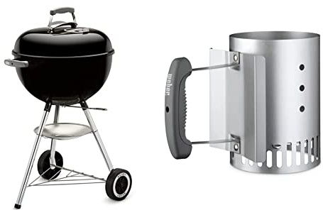 Weber 1241304 One-Touch Original Barbecue Noir 47 cm & Cheminée d’Allumage Compacte Rapidfire (20,32cm H x 14,73cm L x 26,42cm P), Métal