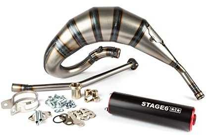 Impianto di scarico CNC Stage6 Streetrace, arancione per Derbi/Minarelli AM6