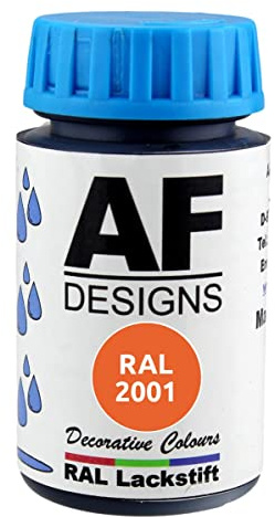Alex Flittner Designs Lackstift RAL 2001 ROTORANGE glänzend 50 ml Holz | Hochwertiges Lackstift (wasserverdünnbar) - ideal geeignet für Hobby, Freizeit, Modellbau, Basteln und um Kunststoff - oder