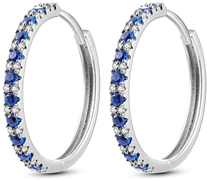 NARMO Pendientes de mujer Hoop 925 pendientes de plata esterlina huggie Hoop pendientes de Zirconia cúbica azul regalo de joyería de moda