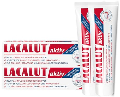 Lacalut aktiv Doppelpack 2 x 75ml, Zahnpasta, sofort spürbare Straffung und Festigung des Zahnfleischs, effektive Zahnpflege & Zahnfleischpflege