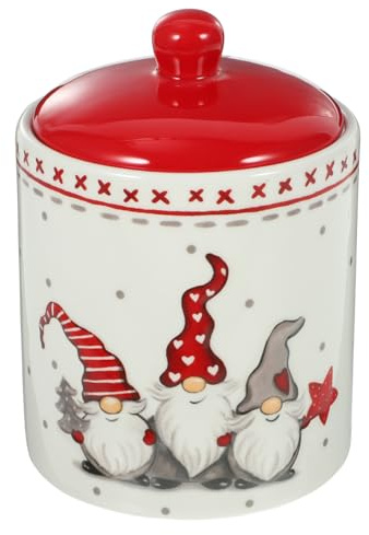 Operitacx Snackbehälter Keramik-Keksdose Wichtel-Keramik-Aufbewahrungsdose Mit Luftdichtem Deckel Für Kaffeebohnen Tee Salz Gewürze Auch Weihnachten Erntedankfest 14X10. 2Cm