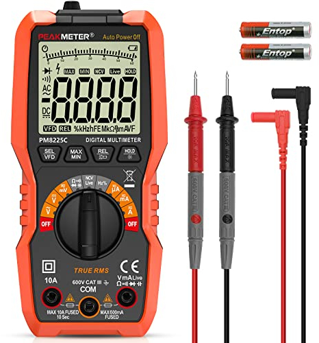 Digital Multimeter, 6000 Counts Auto Range, genaues Messen von AC/DC-Spannung, Amperemeter, Widerstand, Kapazität, NCV, Frequenz, Diode, mit LCD-Display für das Autoelektriker-Schullabor