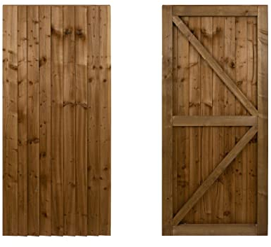 Featheredge Wooden Garden and Side Gates, Fully Framed and Capped (v2)(H-1800, W-800, Brown Finish)