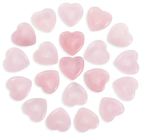 Nvzi tumlade polerade naturliga rosékvarts hjärtastenar, kristaller och helande stenar Kvartsbulk för Wicca, Reiki, helande energi, chakrastenar, trolldomstillbehör (20 st)