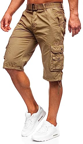 BOLF Herren Cargo Shorts Kurze Hose Cargohose Sommer Bermudas Outdoor Jogginghose Sporthose Stretch Freizeithose Camo Military Army 77885 Camel XXL [7G7]