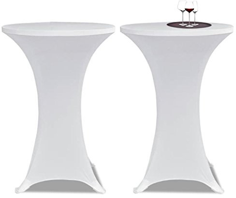 BULANED 2 x Tischhusse für Stehtisch Stretchhusse, Stehtisch Hussen, Stehtischhussen, Husse Für Stehtisch, Stretchhusse, Bistrotisch Hussen, Ø60 cm weiß