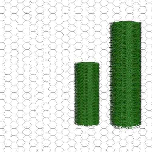 Maschendrahtzaun 25m Sechseckgeflecht grün I Hühnerzaun Kaninchendraht Hasengitter feinmaschig 25 x 25 mm I Sechseckdraht 0,7 mm I 100cm hohe Hasendraht
