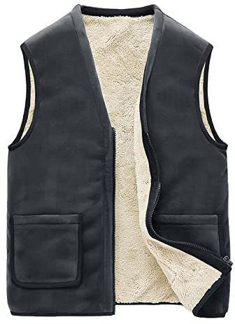 Didadihu Softshell Weste Herren, Freizeit Weste Plüsch Fleeceweste Ärmellos Jacke Ärmellos Warm Steppweste Vest Pufferweste Gefüttert Essentials,Grau,5Xl