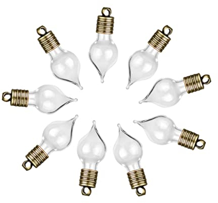 LIFKOME 10pcs Mini Waterdrop Glass Wish Bottles Glass Jars Plug and Cap DIY Necklace Pendant Perfume Bottle Crafting