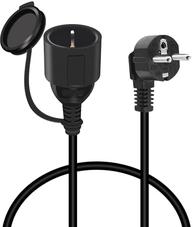 GELRHONR Prolunga Cavo di Alimentazione, Cavo prolunga elettrica Schuko con contatto di protezione Spina di Sicurezza Tipo F (CEE 7/4) 90° 16A, 250V, per TV PC Computer Beamer - Nero (0,5 m)