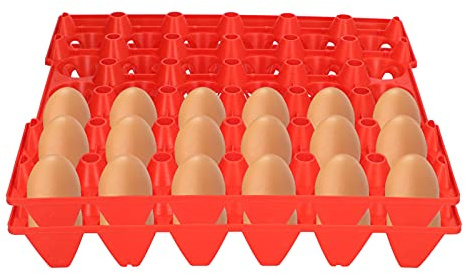 Confezione da 5 vassoi in plastica per uova, 30 celle, per conservazione, trasporto, forniture per la casa e l'azienda agricola (rosso)