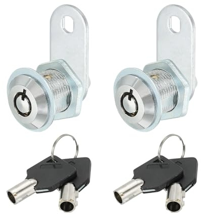 PATIKIL 2 Pcs Verrou de Meuble avec Clé 20mm en Alliage de Zinc Chromé | Verrou de Cylindre de Verrouillage à Came Différente, Serrures de Tiroir Tubulaires à Came Clé Amovible, pour Meuble