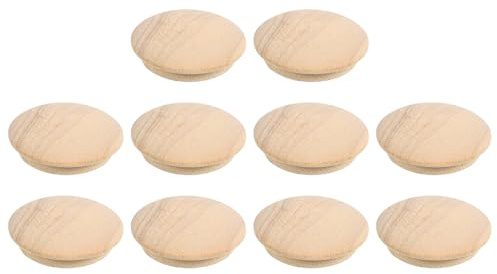 QUARKZMAN Tapones de Madera para Agujeros, 30 Piezas 30x25mm Tapones de Madera con Cabeza Redonda Tapón de Botón de Madera Dura para Muebles de Madera Mesas Sillas