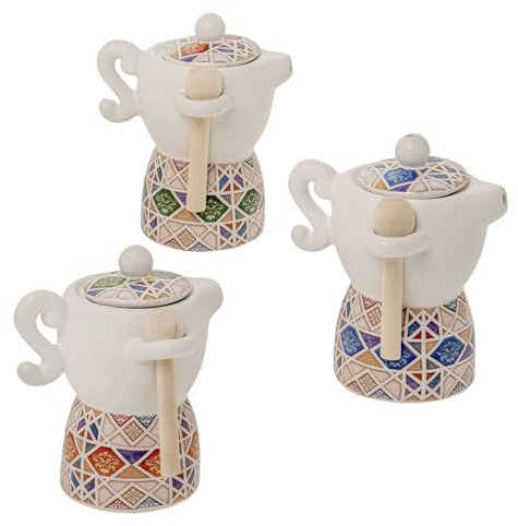 Ingrosso e Risparmio Bomboniera Matrimonio 1 pz Zuccheriera Moka in Ceramica Italiana in Varianti Differenti con Decorazione Maiolica Colorata Utili Economica Sposi Nozze Originale