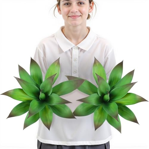 Velener Purple Artificial Outdoor Agave Plant - Small Size UV Resistant Fake Agave Plants for Indoor and Outdoor Decor(14 Inch)-2 Pack