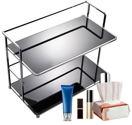Portavasos de café de mostrador, Portavasos de metal de doble cara con árbol de tazas de 2 niveles | Organizador de taza de café de doble capa, soporte para taza de café con estantes, org