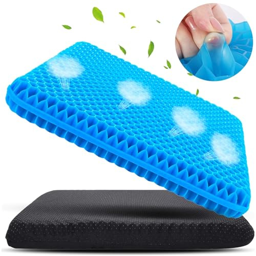huipinghu Gel Seat Cushion, Double Thick Gel Cushion Honeycomb Design with Relieving Back Coccyx Pain Pressure, for Office Home Car Wheelchair&Chair