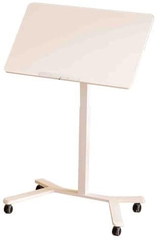 Kleiner Mobiler Beistelltische mit Winkelverstellbarer, Kippbarer Tischplatte, Höhenverstellbarer Couchtisch, Tragbares Rednerpult mit Rollen, für Kleine Räume, Schlafzimmer, Wohnzimmer(White)