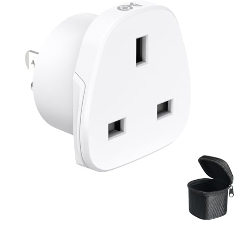 Cable Matters UK to US Plug Adapter, Grounded Type G to Type B | British Plug to American Socket Adapter for USA, Canada and Mexico, 13A 250V Rating, Travel Pouch Included