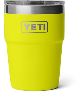 YETI Rambler 16 oz Stackable Tumbler, Vacuum Insulated, Stainless Steel with MagSlider Lid, Firefly Yellow