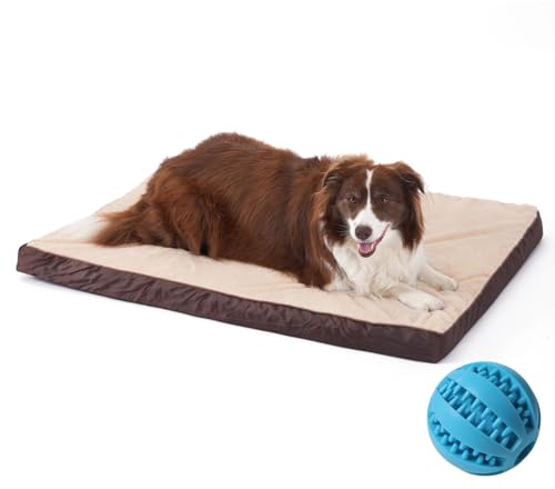 GUPPBF Grande cuscino per cani - Letto ortopedico per cani - 2 in 1 (freddo/caldo) - Durabile e impermeabile - Lavabile in lavatrice - Beige - 112×80×7,5