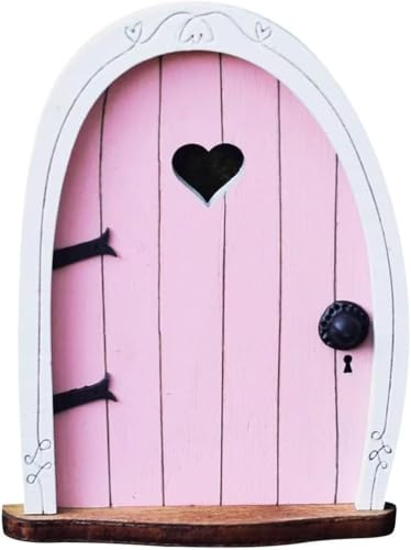 Pink Streak Mini 3D Fairy Garden Door for Tree, Miniature Fairy Door for Fairytale Tiny House Doors, Bonsai Terrarium Micro Landscape Decoration Miniatures Accessories
