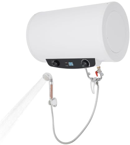 Charocean Caldaia elettrica per acqua calda da 35 l, 2000 W, da appendere alla parete, capacità di riscaldamento, scaldabagno, contenitore interno smaltato, schermo LED, 220 V (orizzontale 35 l)