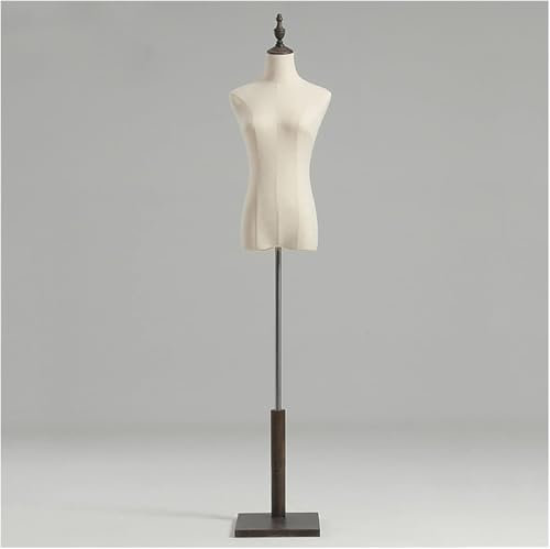 Schaufensterpuppe Körper Torso Weiblich Display Büste Halbmaßstab Puppe Kleid Formh Holzsockel Für Brautladen Studio Heimdekoration Puppen 3 Farben Rund Klein(European Square M)