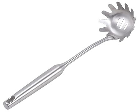 Veemoon Cuchara Ranurada Para Fideos Espaguetis De Acero Inoxidable 304, Utensilio De Cocina Grueso, Resistente Al Óxido, Servidor De Pasta Adecuado Para Cocina Diaria