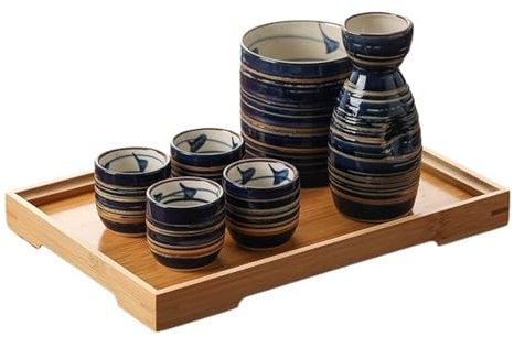 Service à saké japonais 7 pièces, verres à vin traditionnels en céramique, service à saké, service à saké en céramique, tasses à thé japonaises en céramique, bouilloire à saké vintage, tasses à saké