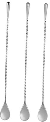 PartyKindom 2pcs Long Handle Mixing Spoons Stainless Steel Bar Cocktail Spoon for Bubble Tea Bar Kitchen
