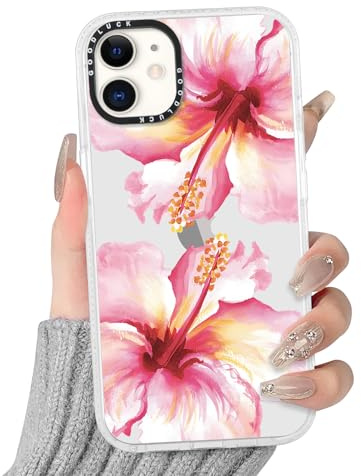 Vxinvnoi Handyhülle für iPhone 12/iPhone 12 Pro Hülle, Blumen Aesthetic Muster Motiv Design Frauen Mädchen Dünne Transparent Schutzhülle,Silikon Süßes Stoßfest Klar Case für iPhone 12 Pro 6,1'' - Rosa