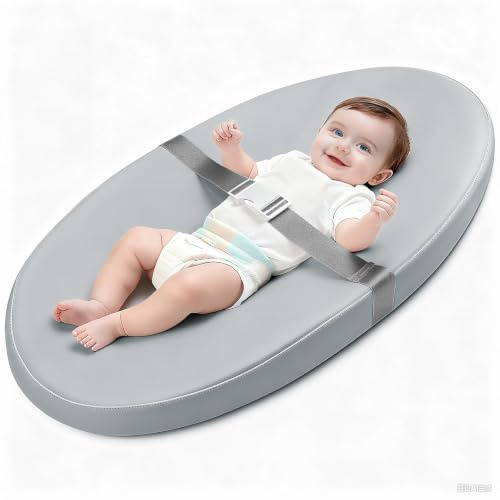 Baby Diaper Changing Pad, Wipeable Portable Baby Changing Pads for Dresser | Baby Changing Mat with Wipeable & Waterproof PU Cover, Non-Slip Safety Belt, Portable and Lightweight, Large Cushioned Foam