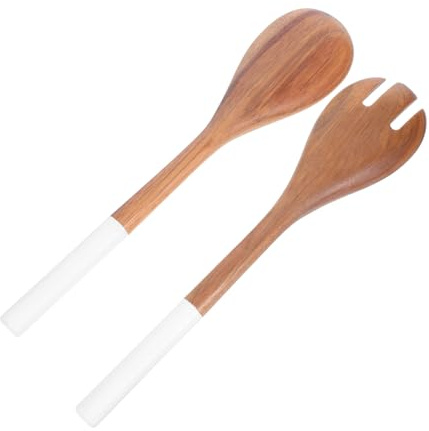 CIYODO 2piezas Cuchara De Madera y Espátula Para Cocinar y Servir Mango Antiadherente Para Ensaladas y Sopas Utensilio De Cocina De Madera Duradero y Cómodo